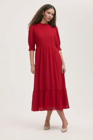 Finery London Amelia Dobby Georgette Midi Tea Dress AU 16