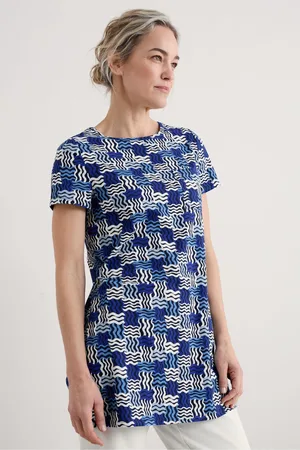 Seasalt Cornwall Blue Chrome Multi Bowithick Jersey Tunic AU 16