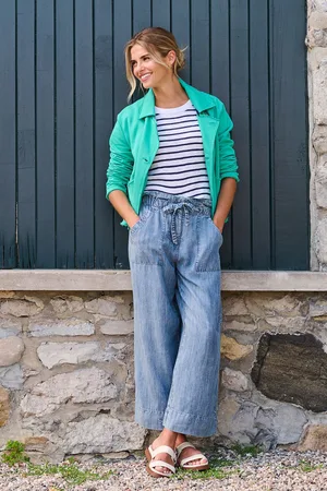 Hatley Blue Acid Rinse Tie Front Trousers L