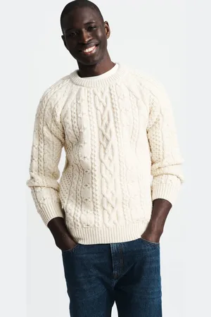Aubin Westport Aran Wool Crew Neck Jumper XXL