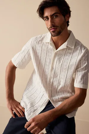 Next 100% Cotton Textured Broderie Short Sleeve Shirt 3XL