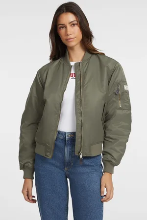 Guess Womens Khaki Bomber Jacket