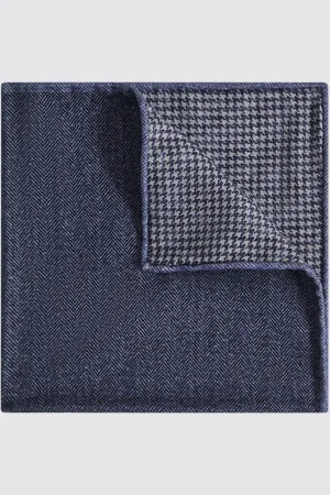 Reiss Mens Airforce Pelagie Cotton Reversible Pocket Square