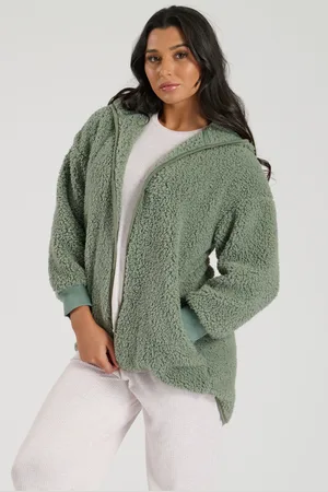 Loungeable Green Borg Button Lounge Hooded Cardigan small