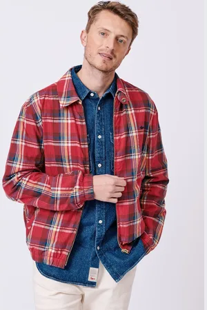 Aubin Red Langton Checked 100% Cotton Harrington Jacket L