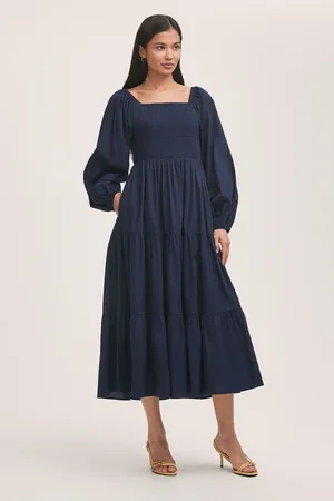 Finery London Lauretta Cotton Midi Tiered Dress AU 14