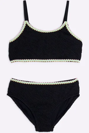 River Island Black Girls Zebra Textured Bikini 7