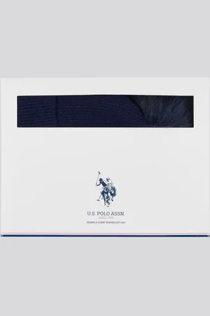 U.S. Polo Assn. U. S. Polo Assn. White Metallic Cable Winter Womens Beanie and Scarf Set One