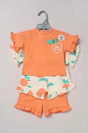 LILY & JACK Orange 4-Piece Mix and Match Printed 100% Cotton T-Shirt and Shorts Set 5 Years (110cm)