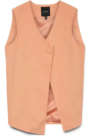 VERO MODA Orange One Button Asymetric Lined Waistcoat AU 6