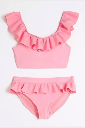 River Island Pink Girls Frill Shoulder Bikini 9