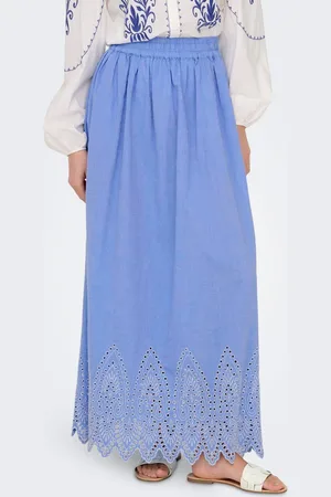 ONLY Broderie Edge 100% Cotton Maxi Skirt AU 8