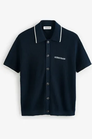 Guess Embroidered Logo Short Sleeve Knit 100% Cotton Polo Shirt XL