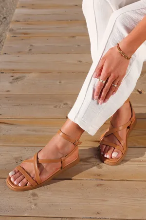 Linzi Brown Valor Strappy Gladiator Flat Sandals AU 9 (EU 40)