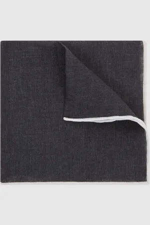 Reiss Mens Navy Piazza Linen Plain Pocket Square
