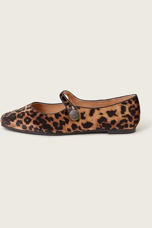 Monsoon Lizzy Leopard Print Mary Jane Flats AU 10 (EU 41)