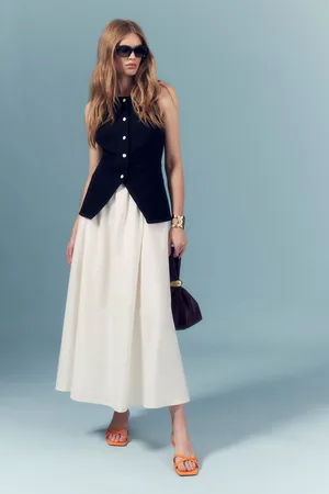 River Island Black Hybrid Waistcoat Midi Dress M