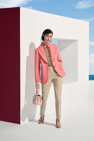 LK Bennett Pink Aimee Desert Rose Twill Double Breasted Tailored Jacket AU 6