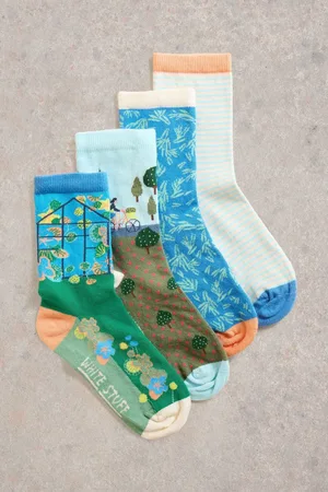White Stuff Blue Summer Days Ankle Socks 4 Pack UK 3