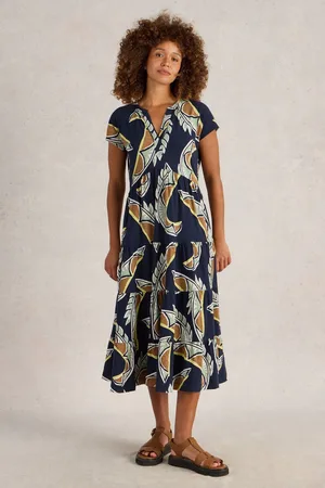 White Stuff 100% Cotton Tabitha Jersey Midi Dress AU 14