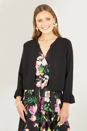 Yumi Womens Cropped Cardigan With Bell Sleeves