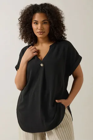 Evans Button Detail Black Blouse AU 16