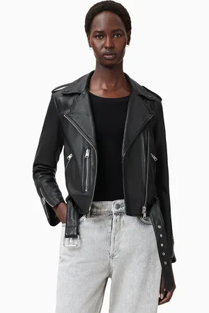 AllSaints AllSaints Black/Silver Balfern Biker Jacket AU 16