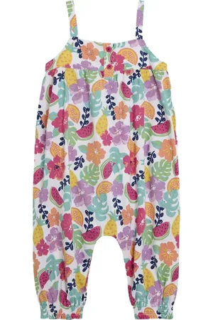 JoJo Maman Bébé Pink Fruit Floral Button Front Jumpsuit 2