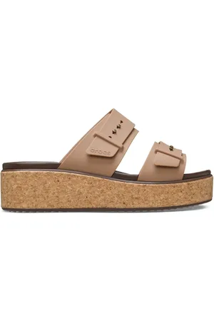 Crocs Light Brown Brooklyn Cork Buckle Wedge Sandals AU 9 (EU 39.5)