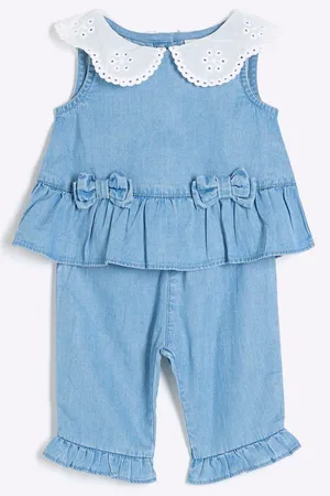 River Island Blue Baby Girls Chambray Collar Set 6