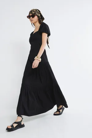 River Island 100% Cotton Puff Sleeve Tea Midi Dress AU 10