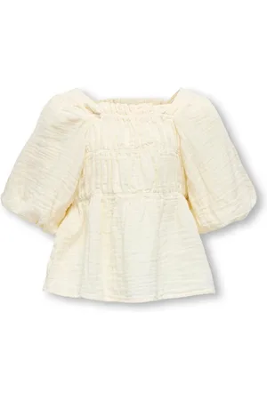 ONLY Cream Short Sleeve Puff Sleeve 100% Cotton Blouse 10 Years (140cm)