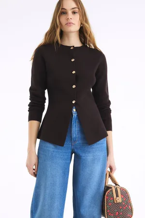 River Island Brown Button Up Cardigan XS