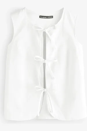 Threadbare White Tie Front Blend Waistcoat AU 12
