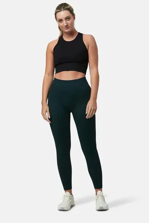Gym + Coffee Green Womens Lotus Chevron 7/8 Leggings M Reg
