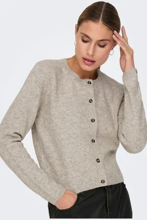 JDY Brown Crew Neck Knitted Cardigan AU 12-14
