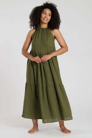 South Beach Tie Front Textured 100% Cotton Midi Dress AU 12