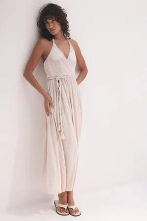 mint&berry Plisse Metallic Midi Dress large