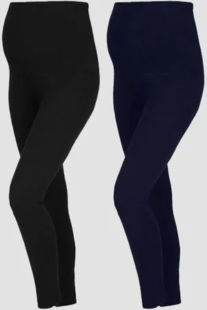 JoJo Maman Bébé Womens Navy & Black 2-Pack Cotton Rich Maternity Leggings