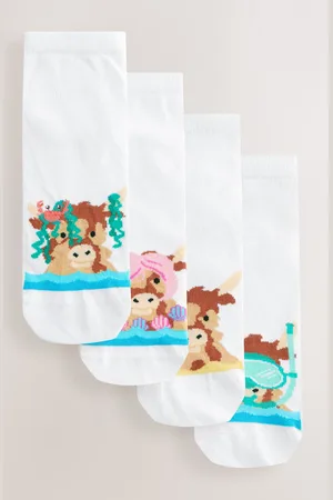 Next Hamish the Highland Cow Summer Trainer Socks 4 Pack One