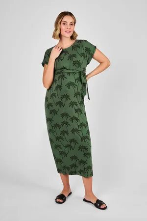 JoJo Maman Bébé Palm Midi Maternity T-Shirt Dress M