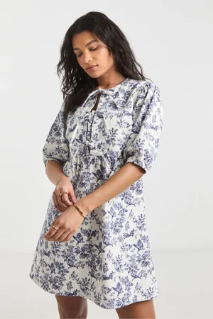 Simply Be 100% Cotton Mix Floral Tie Front Denim Dress AU 10
