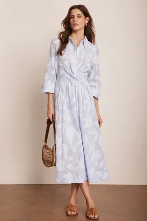 mint&berry 100% Cotton Twist Detail Midi Dress AU 12