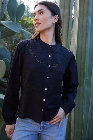 Threadbare Black Lace Detail Boho 100% Cotton Blouse AU 16