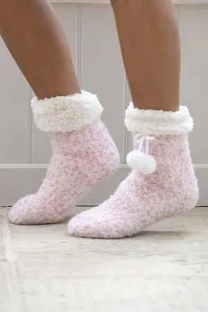 Pour Moi Womens Cosy Cable Knit Lined Slippers Socks