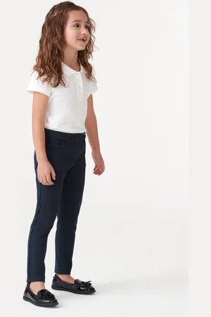 Next Girls Navy Regular Length Jersey Stretch Skinny School Trousers (3-18yrs)