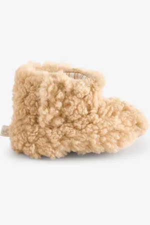 The Little Tailor Girls Baby Plush Lined Chunky Sherpa Booties Fleece