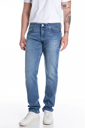 Replay Medium Blue Straight Fit Grover Comfort Stretch Jeans