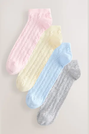 Next Pastel Cable Trainer Socks 4 Pack One
