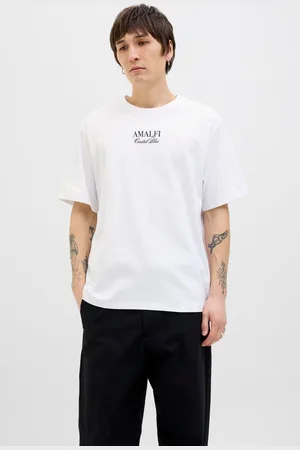 JACK & JONES White Back Print Hand Drawn Graphic 100% Cotton T-Shirt L